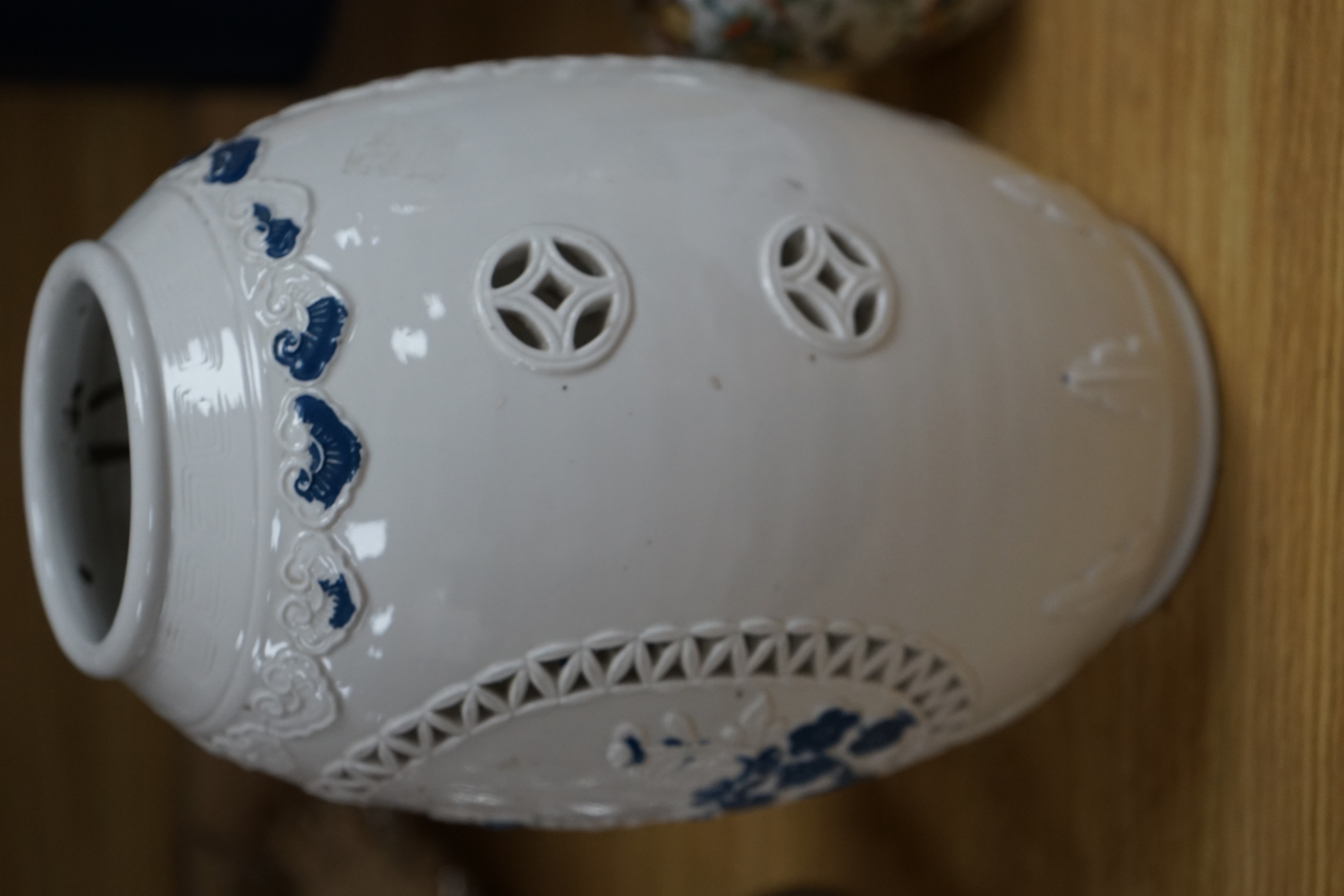 Four Chinese porcelain vases, one mounted as a lamp, 35cm